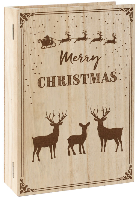 BRUBAKER Reusable Wooden Advent Calendar to Fill - Merry Christmas Book - DIY Christmas Calendar 7.72 x 2.95 x 11.81 inches