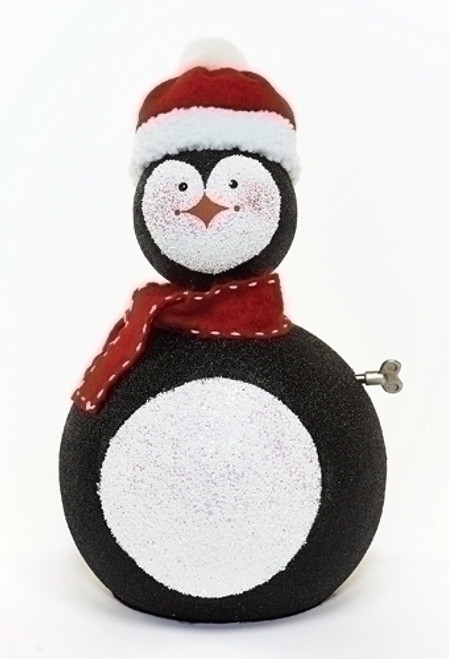 14" White and Black Musical Penguin Christmas Figurine