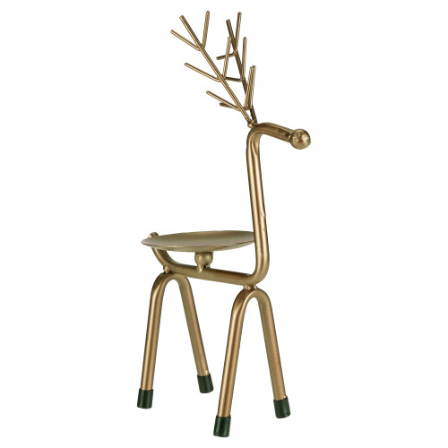 10.25" Small Bronze Reindeer Christmas Pillar Candle Holder