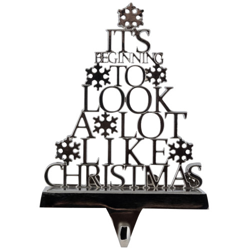 "It's Beginning to Look a Lot Like Christmas" Metal Tree Stocking Holder - 6.5"