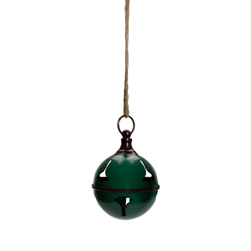 Metal Jingle Bell Hanging Christmas Decoration - 5" - Green